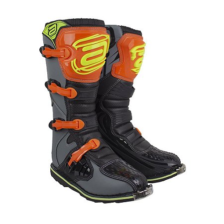 BOTA MOTOCROSS TRILHA ENDURO ASW CINZA LARANJA FLUO TAM 10 (41/42)