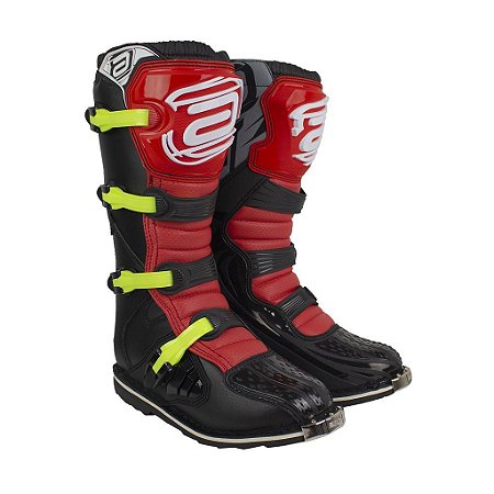 BOTA MOTOCROSS TRILHA ENDURO ASW PRETO VERMELHO AMARELO FLUO TAM 9 (39/40)