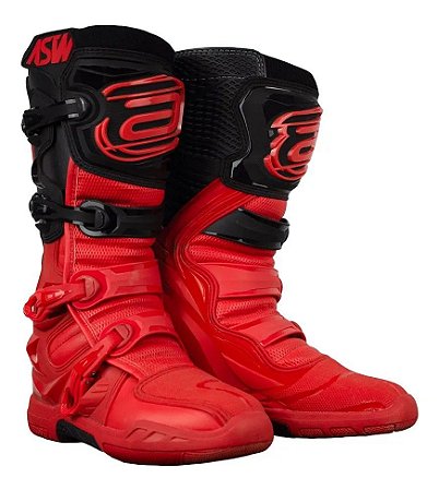 BOTA MOTOCROSS TRI ASW ELEVATE VERMELHO PRETO TAM 11 (42/43)