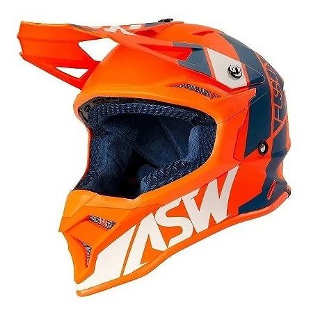 CAPACETE TRILHA ASW FUSION 2.0 SEECKER LARANJA AZUL TAM 60