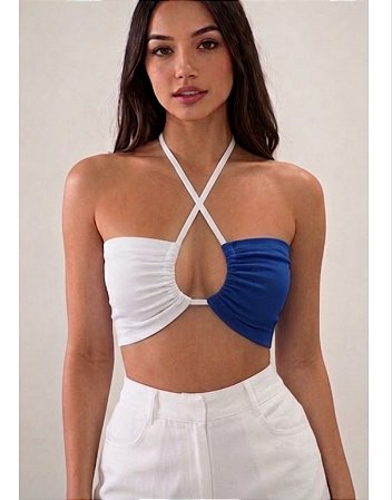 Cropped Copa do Mundo Azul e Branco