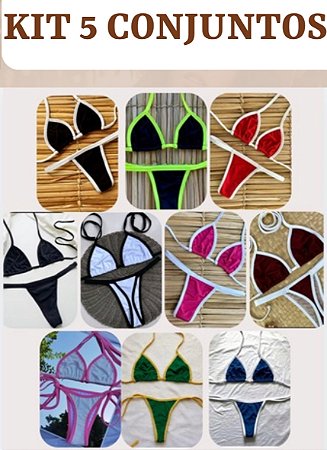 Kit com 5 conjuntos de biquínis Marquinha de Fita