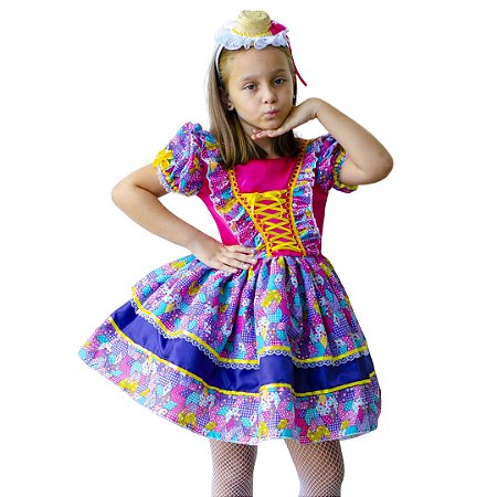 vestido de festa junina infantil luxo