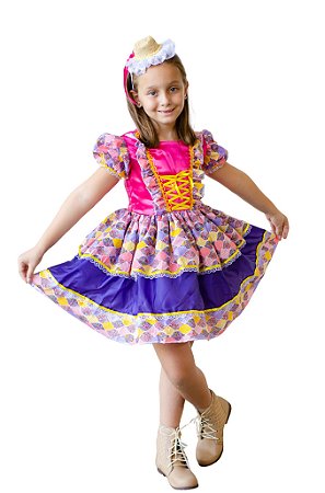 vestido festa junina infantil luxo