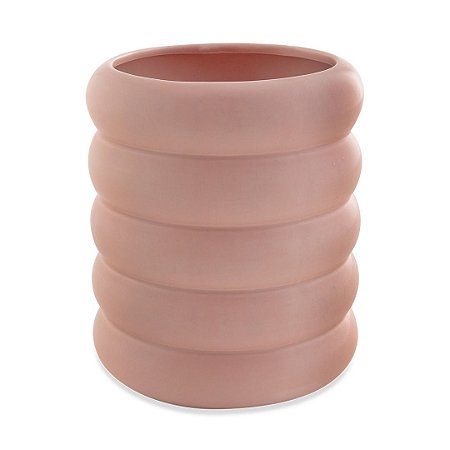 CACHEPOT ONDULADO EM CERAMICA ROSE GRANDE