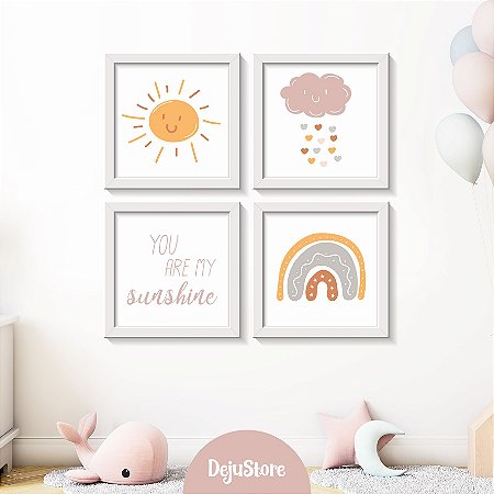 Kit Quadros: Arco-Íris, Sol e Nuvem (You are my Sunshine)