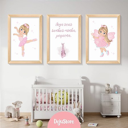 Kit Quadros: Bailarina Anjinho Rosa