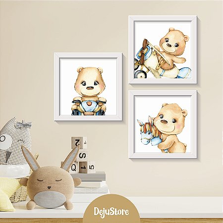 Kit Quadros: Ursinho em Aquarela Fofo