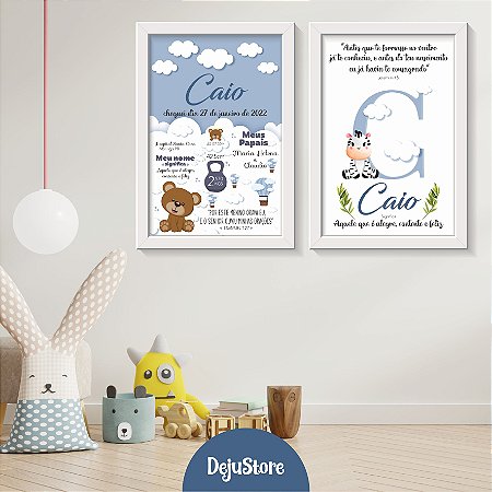 kit Quadros: Quadro de Nascimento Urso e Zebra