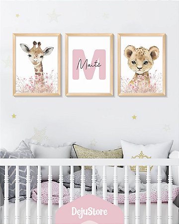 Kit Quadros: Animais Aquarela Floridos 5