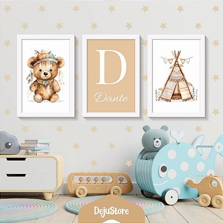 Kit Quadros: Urso Boho