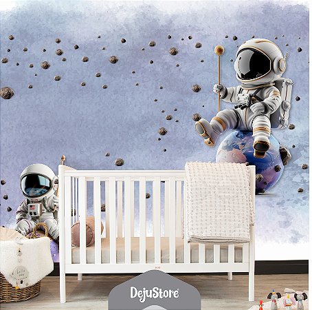 Papel de Parede Astronauta com Asteróides