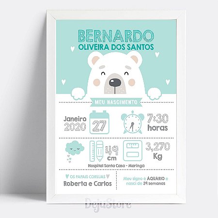 Quadro de Nascimento Ursinho