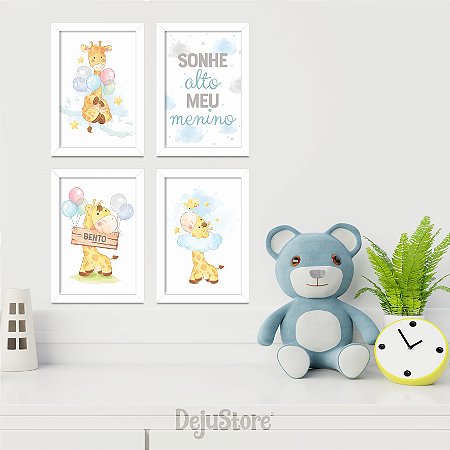 Kit Quadros: Girafa Sonhe Alto meu Menino