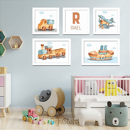 Kit Quadros: Carrinhos Aquarela