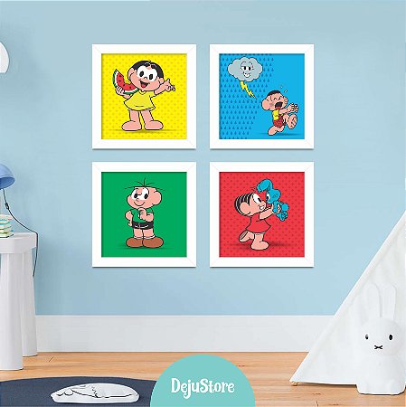 Kit Quadros: Turma da Mônica, Cebolinha, Cascão e Magali
