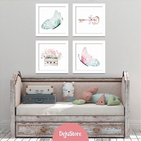 Kit Quadros: Borboletas Aquarela