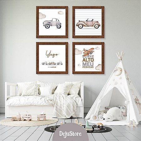 Kit Quadros: Carrinhos Sonhe Alto Meu Pequeno