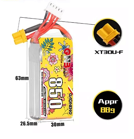 Bateria Lipo 4s GNB HV 850 mah 15.2v XT30 120c