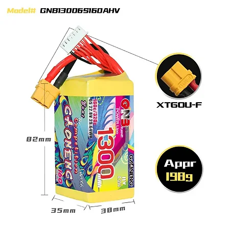 Bateria Lipo 6s GNB HV 1300 Mah XT60 160C