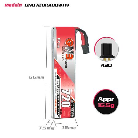 Bateria Lipo HV 1s 720mah BT2.0 (A30)