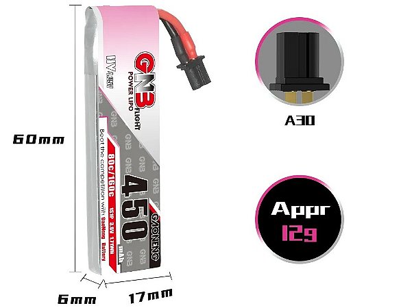 Bateria Lipo HV 1s 450mah BT2.0 (A30)