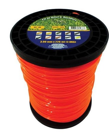 Fio de Nylon 3,00mm Quadrado Rolo 226 Metros 2Kg