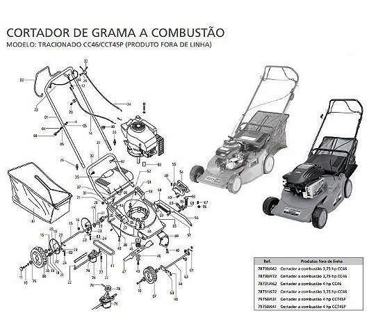 Peças Reposição Cortador De Grama Combustão Tramontina Cc46