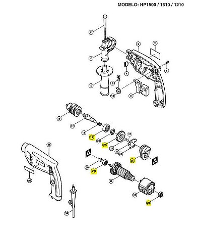 Kit Peças Reposição Furadeira Makita HP1500 - MaximaShop