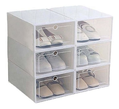 6 Caixas Plástica Organizadora de Calçados /AM-3002-6-cinza