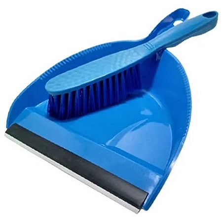 Pá De Lixo Com Escova Multiuso Kit Limpeza Prática 1452-azul