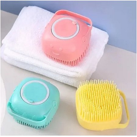 kit 3 Esponja de Silicone Para Banho Dispenser Shampoo misto