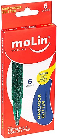 Marcador Glitter Molin 6 cores