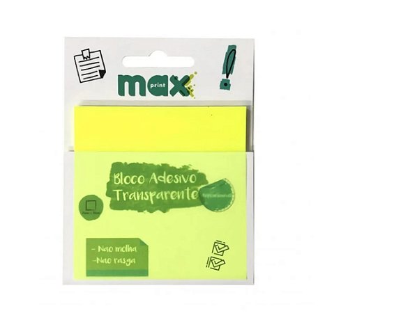 Bloco Adesivo Transparente Amarelo Maxprint
