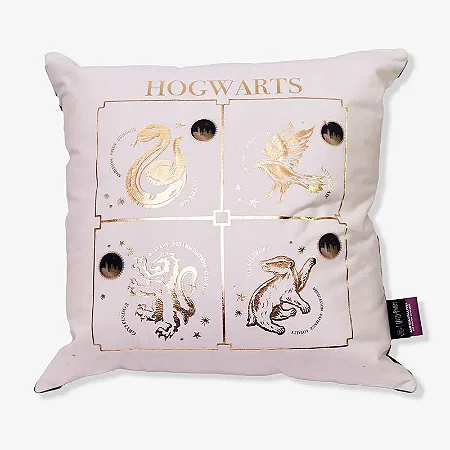 Almofada Veludo Hogwarts Casas Douradas