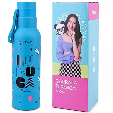 Garrafa Squeeze Termica Luluca Oficial 500ML INOX Azul