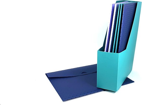 Organizador Verde + 6 Pastas Envelope Coloridas Confetti