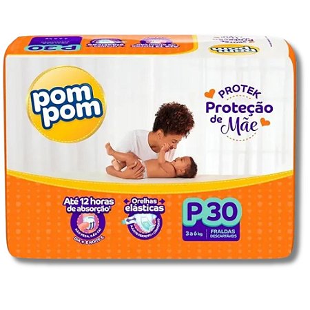 Fralda PomPom Protek Proteção de Mãe P 30 Unidades