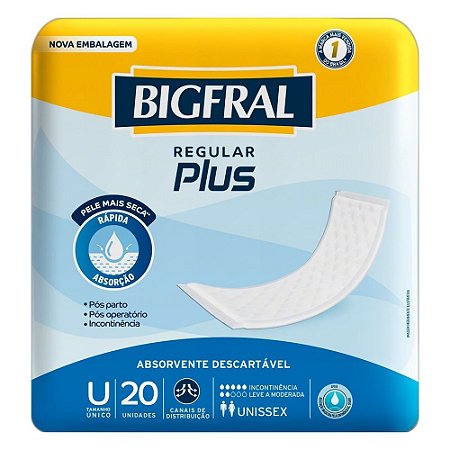 Absorvente Geriátrico Unissex Bigfral Regular Plus 20 Unidades