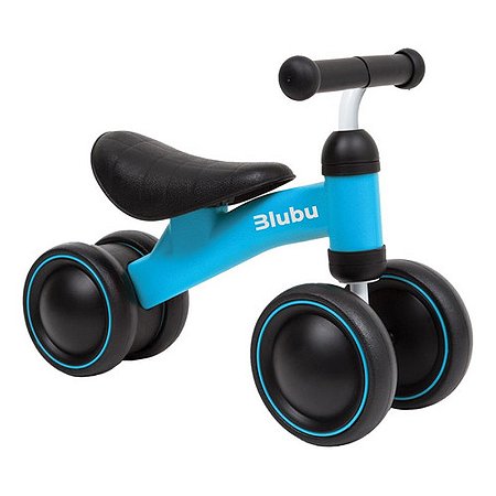 Bicicleta de Equilíbrio Infantil Blubu 4 Rodas Sem Pedal Azul