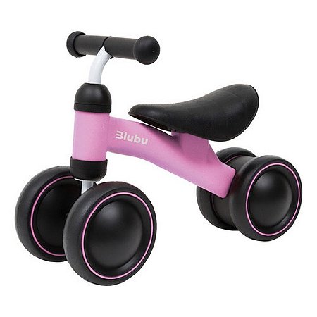 Bicicleta de Equilíbrio Infantil Blubu 4 Rodas Sem Pedal Rosa
