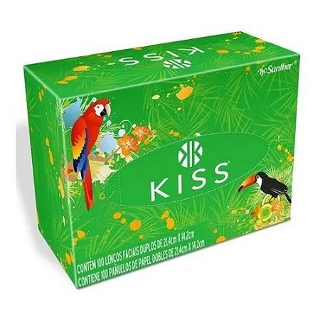 Lenço de Papel Facial Kiss Folha Dupla Caixa com 100 Unidades