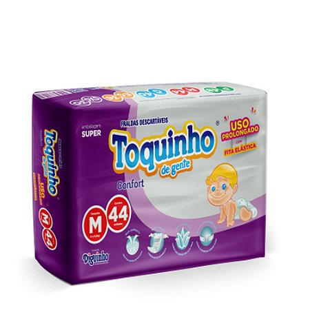 Fralda Infantil Toquinho de Gente Confort M 44 Unidades