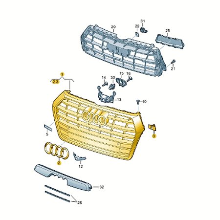 Grade central do radiador Audi Q5 2017/ 2021 80A853651J RP5
