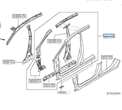 ESTRUTURA LATERAL COMPLETA NISSAN 76031AZ69A