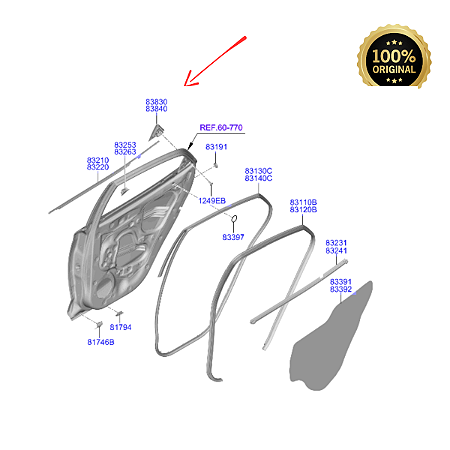 83830R12004X COBERTURA PORTA TRASEIRA ESQ