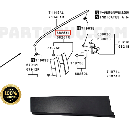 7407A327 MOLDURA DA COLUNA POST DA PORTA DIANT ESQ ECLISPE