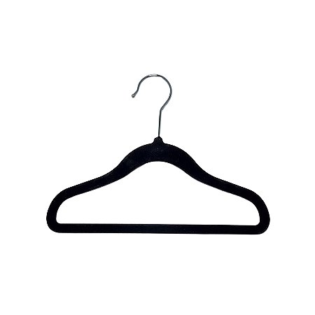 Cabide de Veludo Infantil Preto - KIT com 10 unidades
