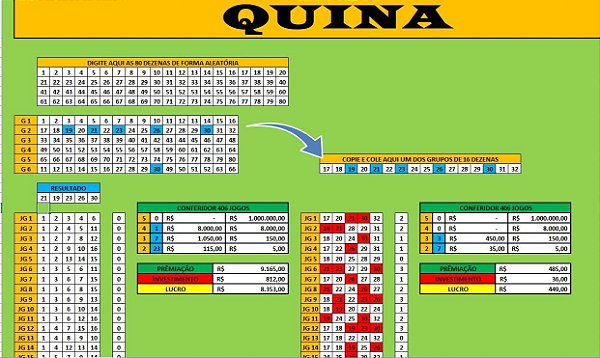 Planilha de Quina - Loteria