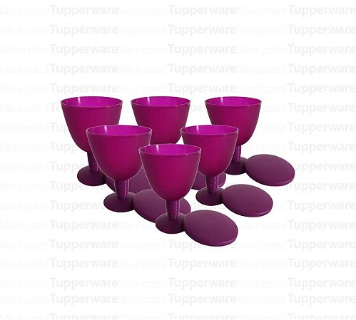 TUPPERWARE TAÇA MURANO 350ML ROXA KIT 6 PEÇAS